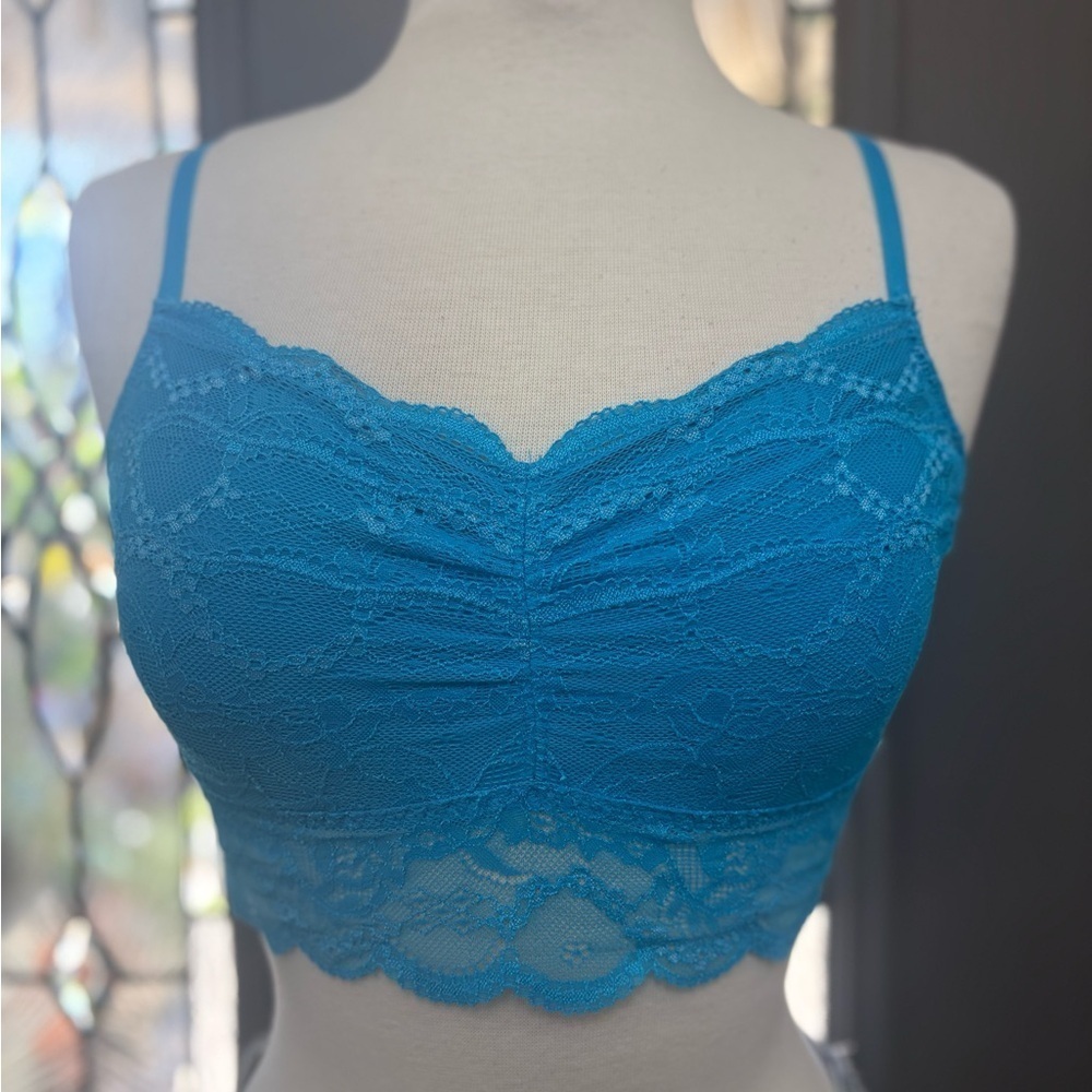 SO Authentic America Turquoise Lace Bralette with Adjustable Straps Size XL